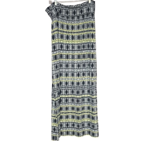 Cynthia Rowley Black Yellow Print Stretchy Maxi Skirt Size 1X - Picture 1 of 8